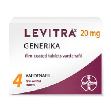 Packung von Levitra Generika Tabletten